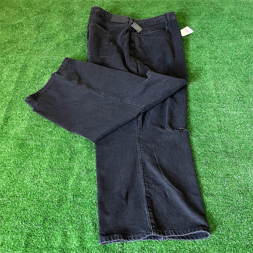 a.n.a highest-rise Vintage Straight Leg Distressed Black Jeans Plus Size 30W NEW